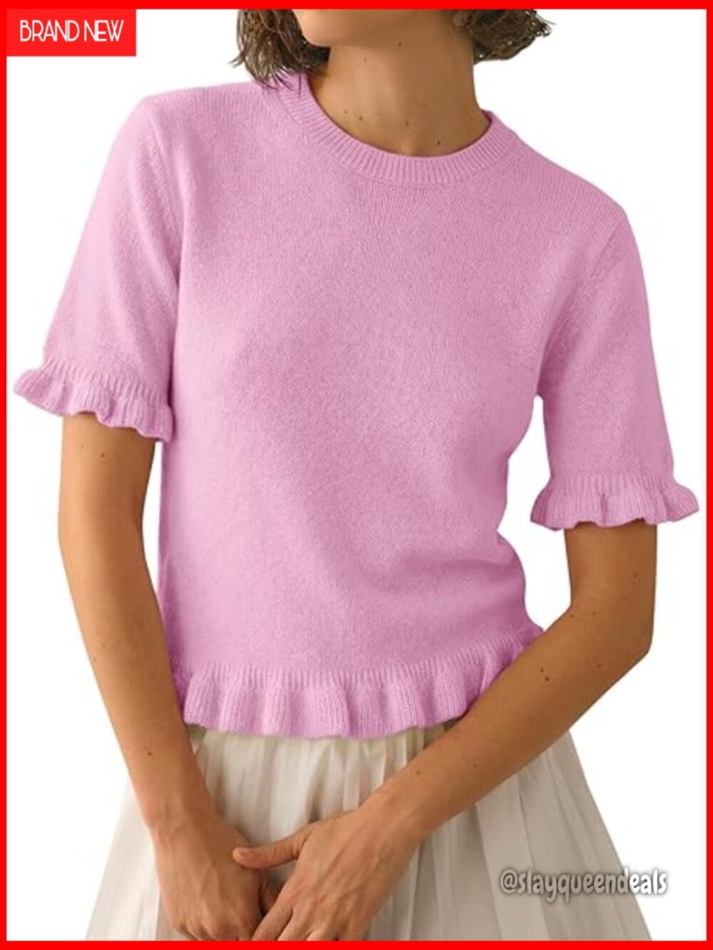 Short Sleeve Cropped Sweater Lightweight Knit Peplum Top Dressy Casual